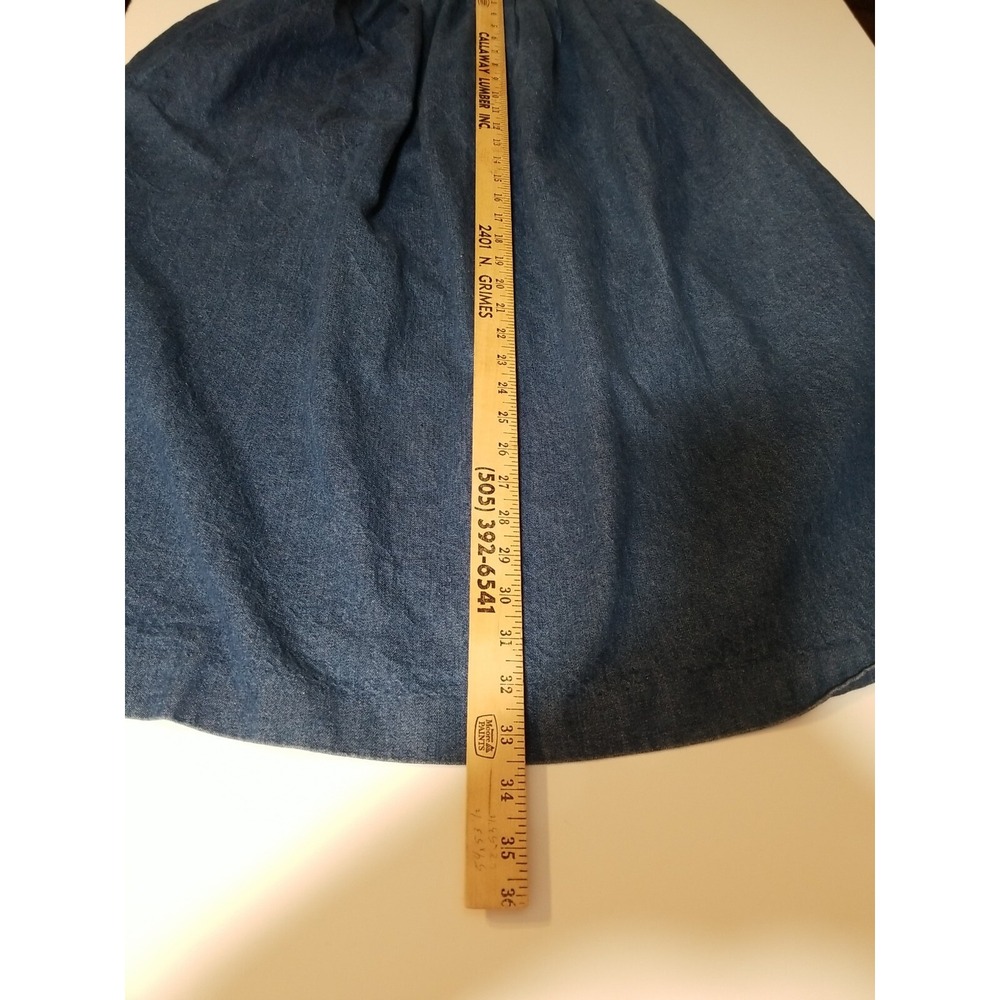 Vtg 80s Skirt A-Line Long Dark Wash Denim Mom S Pleats Elastic Pockets Modest - Picture 13 of 14